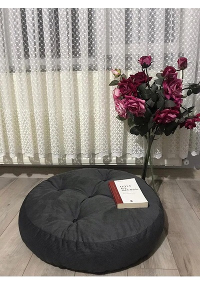 Makrome Salıncak Yer Minder Puf 70x70 Antarsit Antrasit