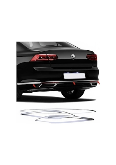 Volkswagen Passat B8.5 Arka Tampon Çıtası 3 Lü Set Krom Bagaj Altı Kaplama
