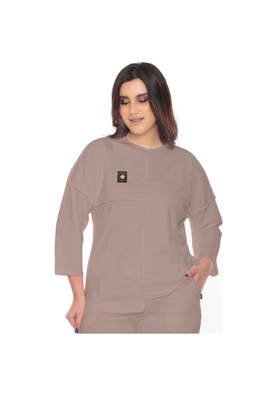 Lady Majestic Cotton 1. Kalite Büyük Beden Özel Tasarım Eşofman Takımı Vizon