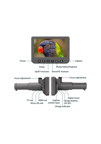 Um053 5.0 İnç Ips Ekranlı 50x Dijital Teleskop - 1080p Full Hd Video, 14 Mp Fotoğraf, Tripod & Uzaktan Kumandalı Uzak Mesafe Gözlem Dürbünü