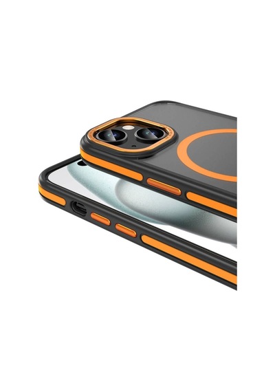 Apple Uyumlu iPhone 15 Kılıf M-safe Şarj Özellikli Mat Görünümlü Zore Ant Kapak Turuncu