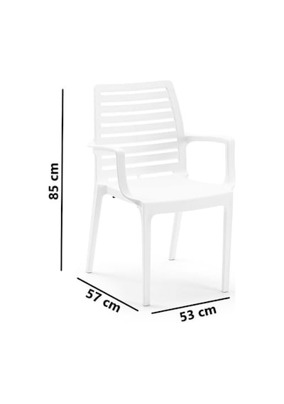 Omnipazar Sy-2503 Plastik Adam Bahçe Koltuk Sandalye 4'lü Set Beyaz Beyaz