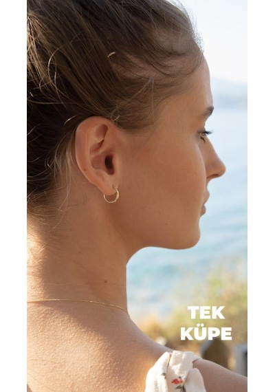 Altın Halka Küpe 1 Cm Tekli