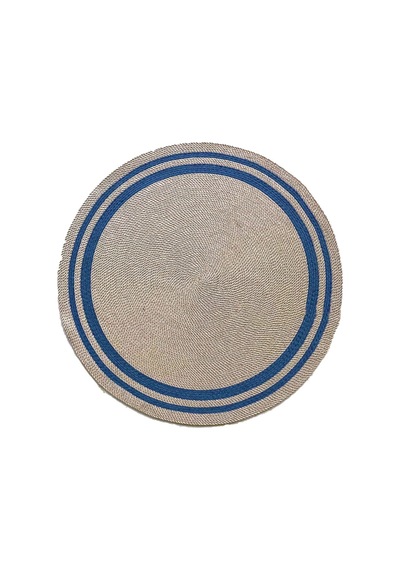 Eko Halı Patna Ptn 06 Natural Navy Jüt Hasır Görünümlü Hav Toz Vermez Örgü Halı - 150X150