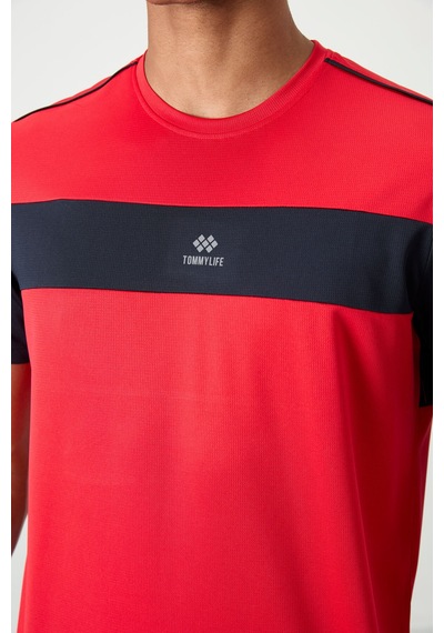 Tommy Life Kırmızı Polyester Nefes Alan Dokulu İnce Esnek Standart Fit Erkek Performans T-shirt - 88396 Kirmizi