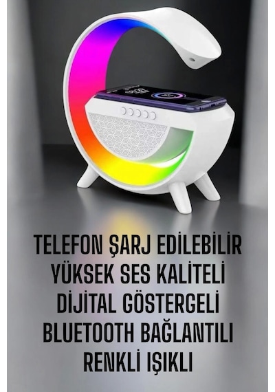 Android Uyumlu Akıllı Bluetooth Hoparlör Kablosuz Şarj Cihazı Standı Çok Renkli