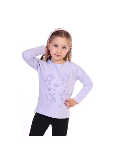 Toontoy Kids Toontoy Kız Çocuk 4lü Ayıcık Baskılı Tişört Mavi