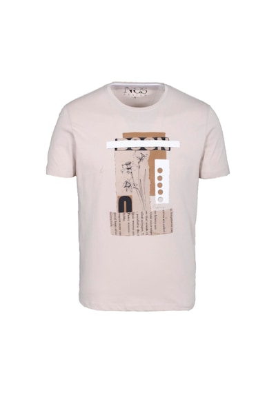 Erkek Tişört Bisiklet Yaka Bej Slim Fit Baskılı T-shirt Ncs Jeans 1228-bej Bej