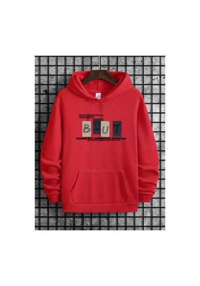 Medinenur But Baskılı Kapüşonlu Sweatshirt Kırmızı