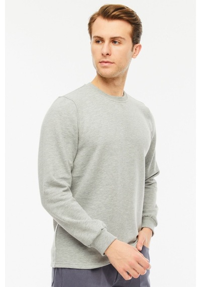 Uniprom Sweatshirt Bisiklet Yaka Içi Polarlı 3 Iplik Pamuklu Normal Kesim Erkek Gri
