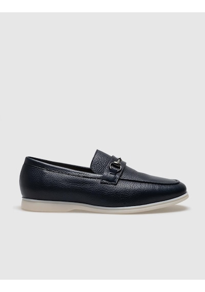 Cabani Hakiki Deri Lacivert Tokalı Erkek Loafer - 39 Lacivert