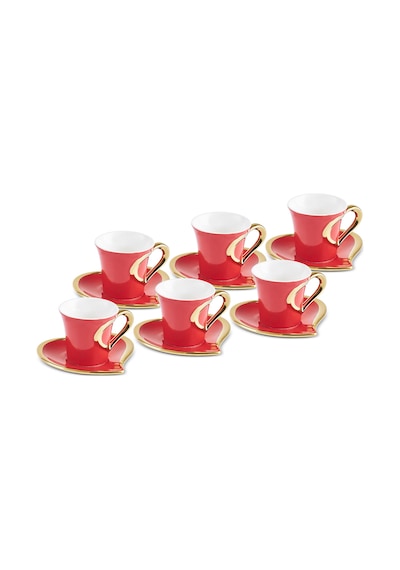 Karaca Kalpten 6 Kişilik Kahve Fincan Takımı 90 Ml Kirmızı
