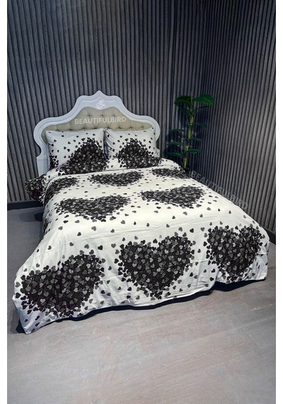 Çarşaflı Çift Kişilik Nevresim Takımı Pamuklu Siyah 200 X 220 Cm - 133654789011 Siyah