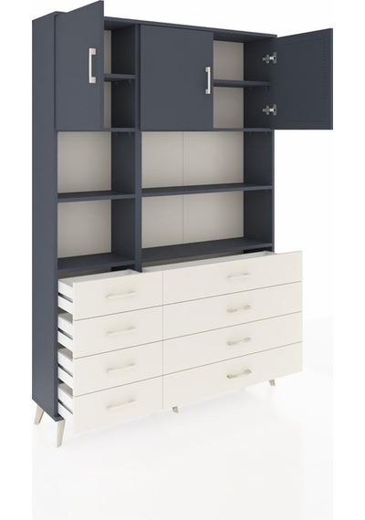 Arges Dolap 8 Raflı 8 Çekmeceli 3 Kapaklı 132x30x195 Antrasit-antrasit/aytaşı Antrasıt/aytası Arges Dolap 8 Raflı 8 Çekmeceli 3 Kapaklı 132x30x195 Antrasit-antrasit/aytaşı Antrasıt/aytası