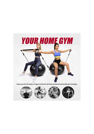 Champya Yoga Fitness Pilates Topu Squat Pilates Barı Direnç Lastiği Pilates Seti İthal Ürün Gri
