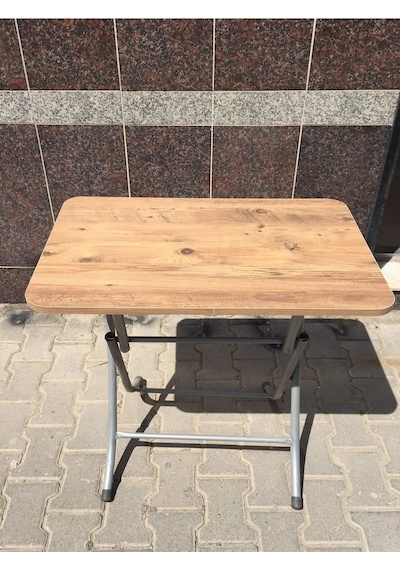 Sadeceonda Mermer Desenli Çam Katlanır Balkon Masası - 50x80 Cm