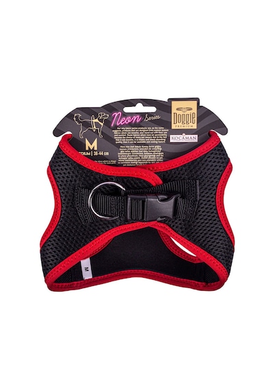 Doggie Havalı Dokuma Neon Serisi Küçük Irk Göğüs Tasması Kırmızı M-38-44Cm Kırmızı
