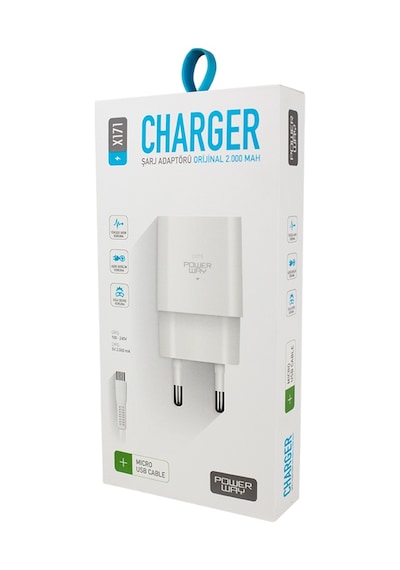 Powerway X-171 Samsung Uyumlu S3-s4 2.1 Amper Mıcro Usb Şarj Aleti + Kablo