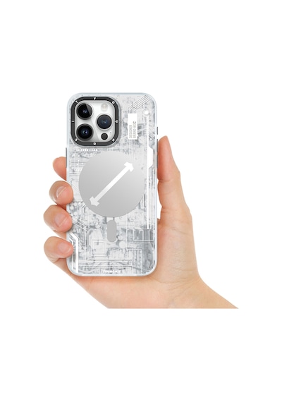 Apple Uyumlu iPhone 15 Kılıf Magsafe Şarj Özellikli Youngkit Technology Serisi Kapak Beyaz