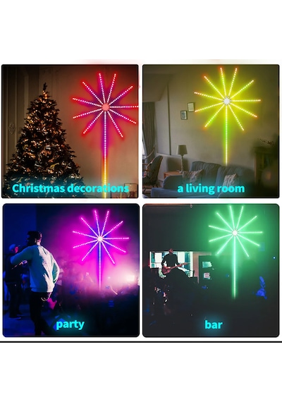 Gökkuşağı Işıkları Kumandalı Şerit Led Rgb Ritimli Akıllı Işıklar Çok Renkli