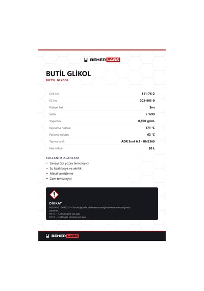 Beherlabs Butil Glikol 30 L
