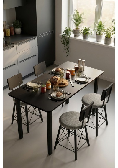 60/140 Antrasit Yemek Masası, Bilgisayar Masası Oyuncu Masası 9001 Siyah