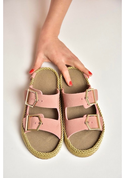Fox Shoes U596030202 Pudra Süet Kadın Terlik Pudra