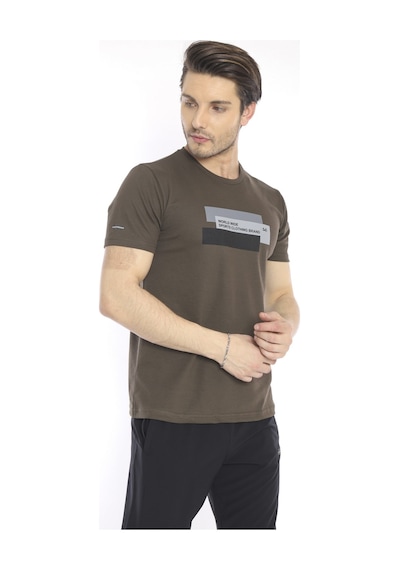 Escetic Erkek Spor Haki Bisiklet Yaka Slim Fit T-Shirt-3355 Haki