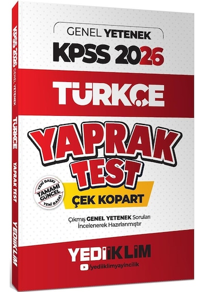 Yediiklim Yayınları 2026 Kpss Genel Yetenek Türkçe Çek Kopart Yaprak Test