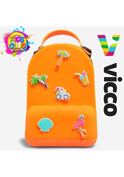 Vicco Pvc Mini Boy Çocuk Plaj Çantası Kreş Çantası Sırt Çantası Okul Çantası Unisex Çanta Turuncu