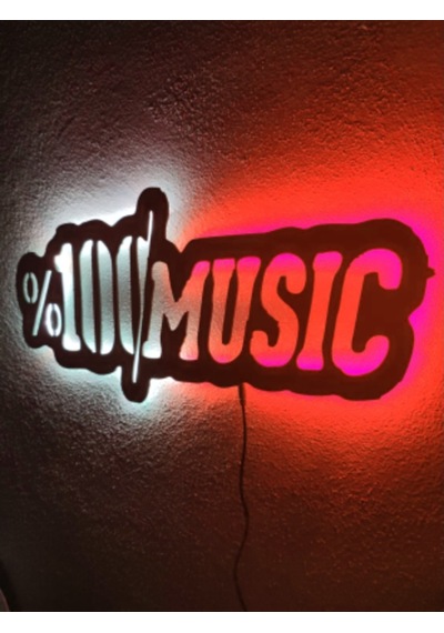 Müzik Led Işıklı Ahşap Tablo (523662917)