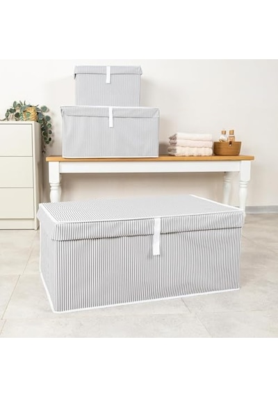Orret Home Çok Amaçlı Kapaklı Sandık Tipi Hurç Organizer Büyük Boy Saklama Kutusu Dolap İçi, Yatak Altı Ve Baza Altı İçin Sert Ve Dayanıklı Depolama Çözümü Katlanabilir Krem, 70x40x30 Cm