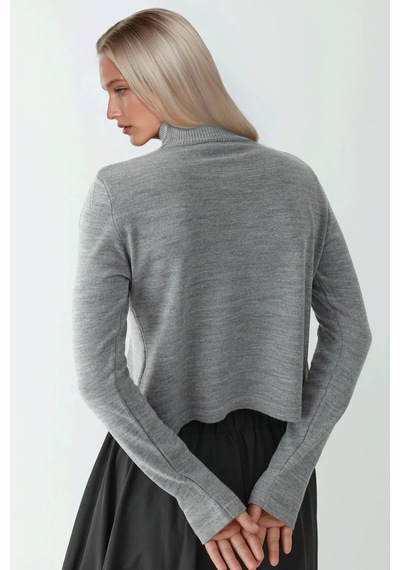 Hiccup Asimetrik Turtleneck Triko Kazak Gri