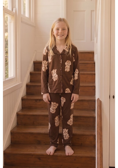 Siyah İnci Desenli Termal Kumaşlı Ultra Soft Yumuşak Düğmeli Örme Pijama Takımı 26226805 Kahverengi Siyah İnci Desenli Termal Kumaşlı Ultra Soft Yumuşak Düğmeli Örme Pijama Takımı 26226805 Kahverengi