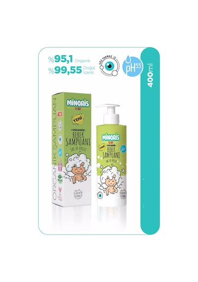 Minoris Baby Organik Bebek Saç ve Vücut Şampuanı 400 ML