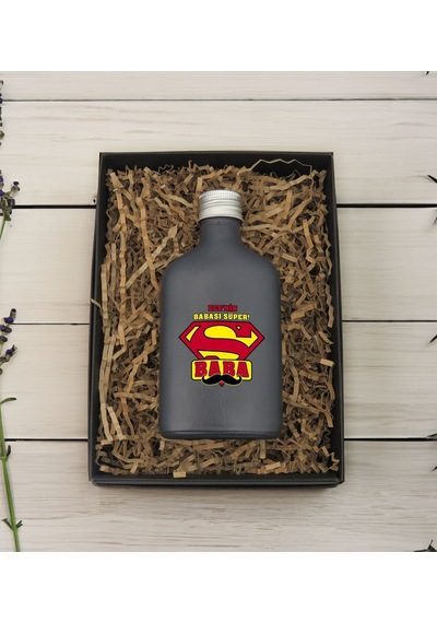 Bk Gift Kişiye Özel İsimli Baba Temalı Antrasit Tasarım Cam Şişe Kolonya 200 ML 4