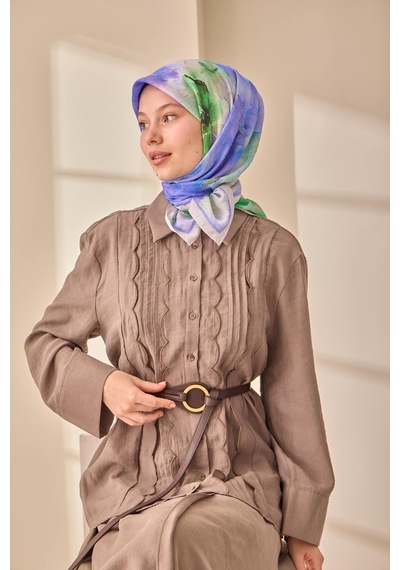 Silk Home Olinda İpek Eşarp 47004-18 Gri, Yeşil, Koyu Yeşil, Lila, Mor