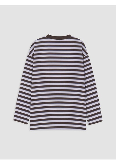 Lcw Modest Mavi Çizgili Oversize Kadın Sweatshirt Tunik