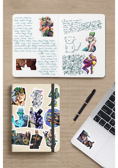 Jojo No Kimyou Na Bouken Part 6 Anime Telefon Laptop Yapışkanlı Folyo Sticker Paketi 25 Adet Çok Renkli