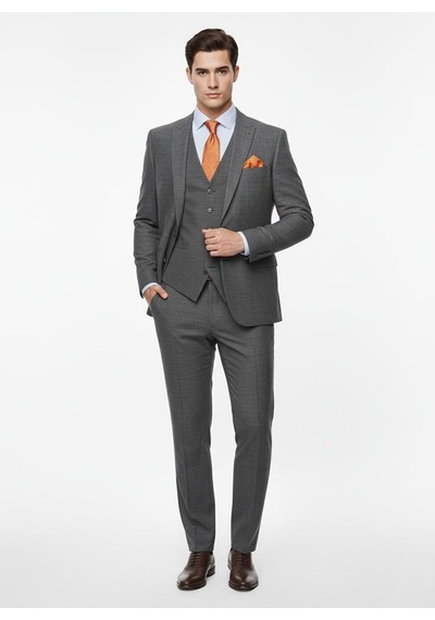 Presto Erkek Yelekli Slim Battal Takım Elbise 6 Drop Antrasit 792-090 Antrasit