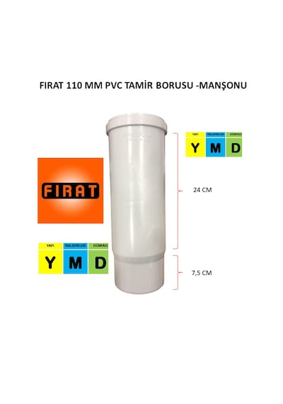 Fırat 110 Mm Pvc Tamir Borusu Manşonu Fırat 110 Mm Pvc Tamir Manşonu