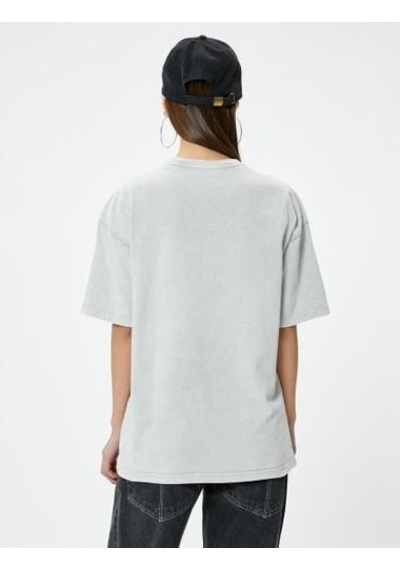 Koton Basic Oversize Tişört Kısa Kollu Bisiklet Yaka Pamuklu Gri 4sal10232ık Gri