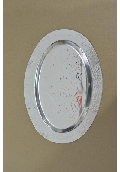 Paslanmaz Çelik Oval Tepsi 304 Kalite Krom Kaplama, Dekoratif Ve Servis Amaçlı Tabak 30 Cm