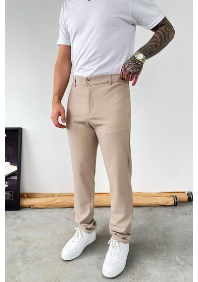 Bej Basic Regular Kumaş Pantolon