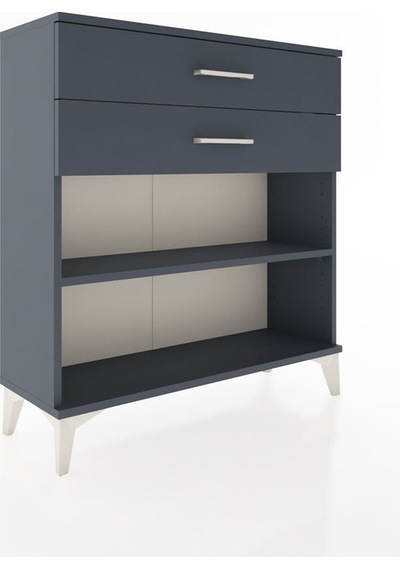 Arges Şifonyer Tek Raflı 2 Çekmeceli 88x30x96 Antrasit-antrasit Antrasit