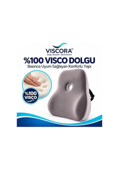 Vıscora Premium Ortopedik Sırt Destek Minderi Hava Kanallı%100 Visco Bel Desteği Çok Renkli