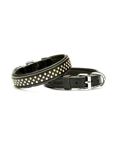 Konforlu Gerçek Deriden El Yapımı Swarovski Kristal Taşlı Köpek Boyun Tasması, 2.5x37-45 Cm, Siyah Çok Renkli