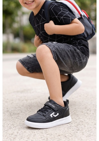 Elit 26yasarm2404 Filet Erkek Çocuk Klasik Sneaker Siyah - Beyaz