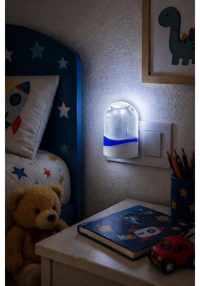 Tr Sensörlü Gece Lambası, Priz Tipi, Otomatik Işık, Led, Beyaz, Mavi Diğer