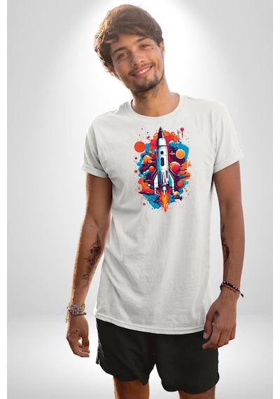 Uzay Aracı Roket Unisex Unisex Beyaz Organik Baskılı T-shirt Penye Yüksek Kalite Beyaz Uzay Aracı Roket Unisex Unisex Beyaz Organik Baskılı T-shirt Penye Yüksek Kalite Beyaz